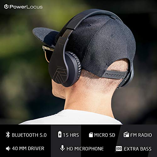 PowerLocus Bluetooth OverEar Headphones Wireless Stereo Foldable Headphones Wireless and Wired Headsets with Builtin Mic Micro SDTF FM for iPhoneSamsungiPadPC Black - Image 3
