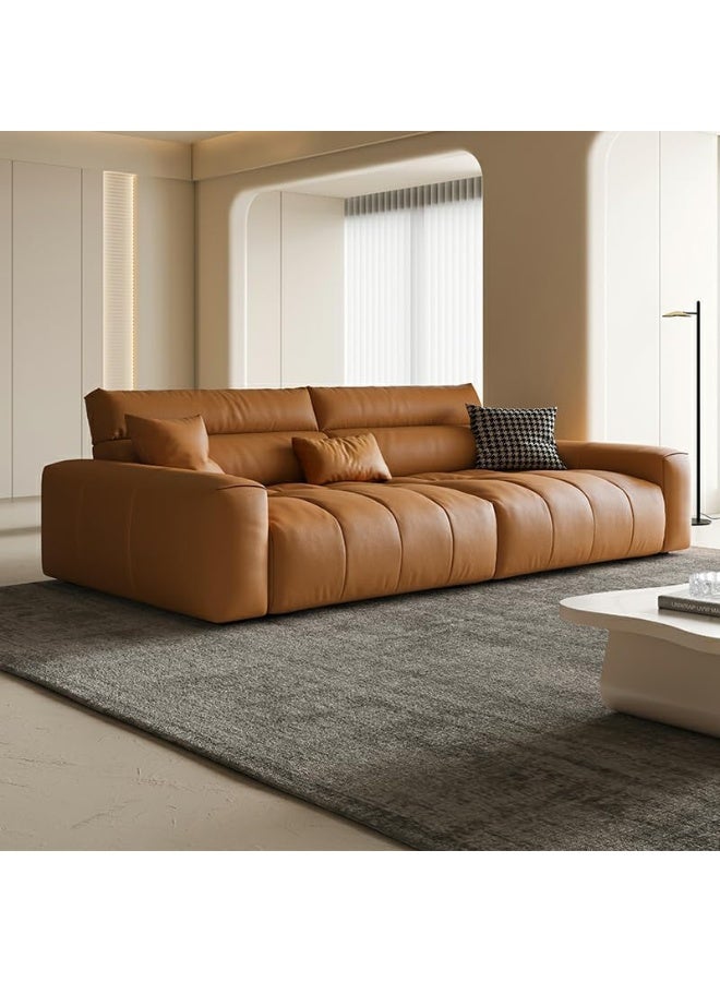 Comfynest Modern Square Arm Seats 4 Sofa With Anti Cat Scratch Leather Upholstery 200 X 100 X 88 Cm Brown  - Image 1