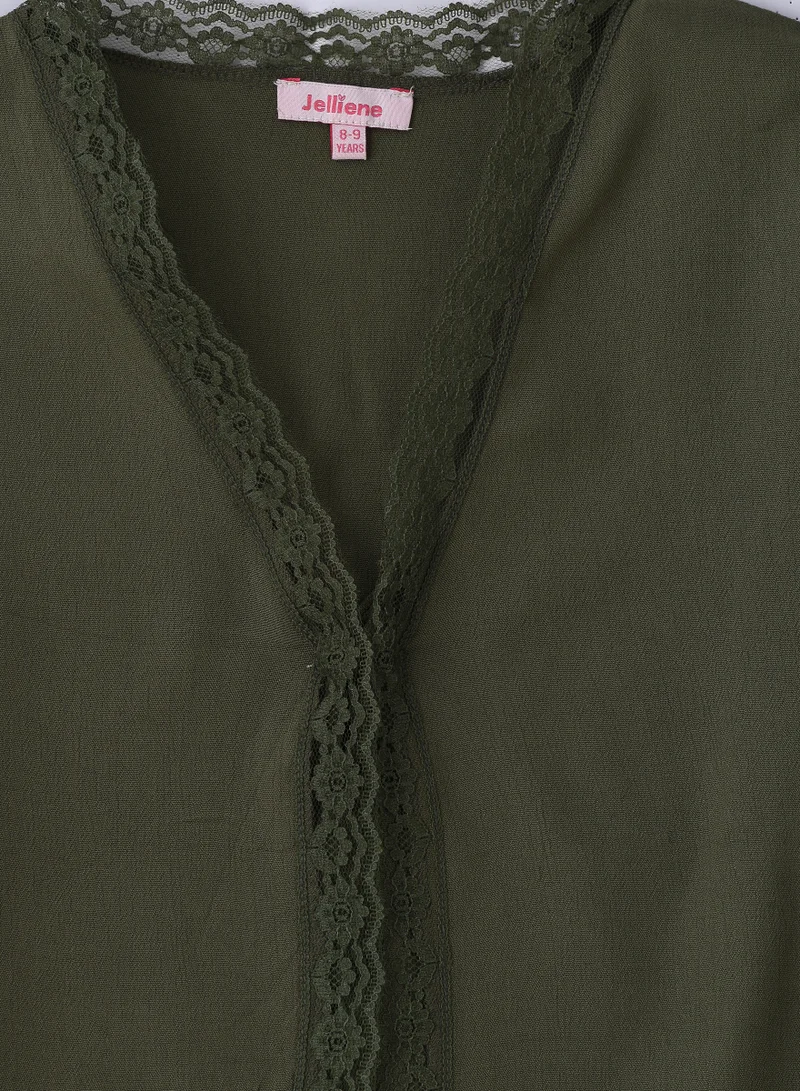 Jelliene Girls Woven Viscose Cropped Lace Trim Blouse
