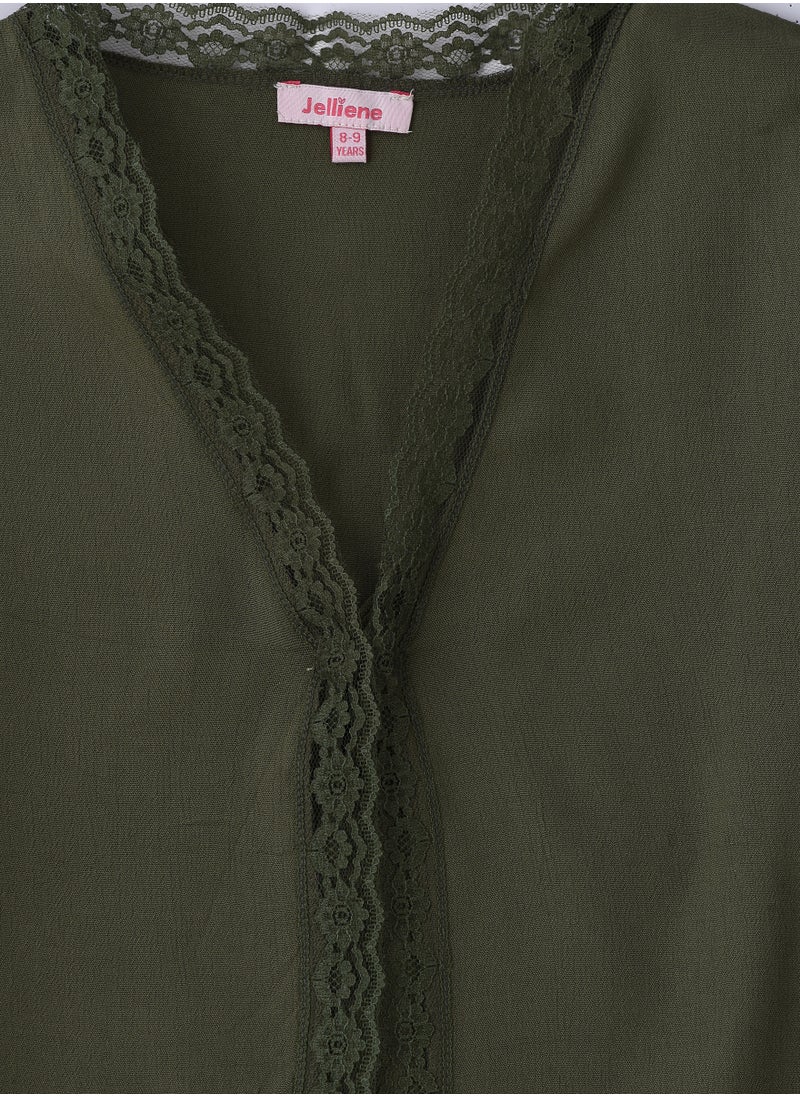 Jelliene Girls Woven Viscose Cropped Lace Trim Blouse  - Image 3