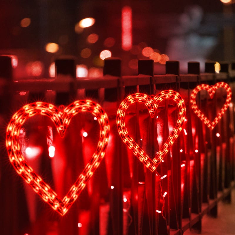 LAMPHOME 12.7" Lighted Red Heart Valentine's Day Window Silhouette Decoration - Image 3