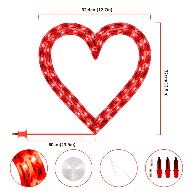 LAMPHOME 12.7" Lighted Red Heart Valentine's Day Window Silhouette Decoration - Image 4
