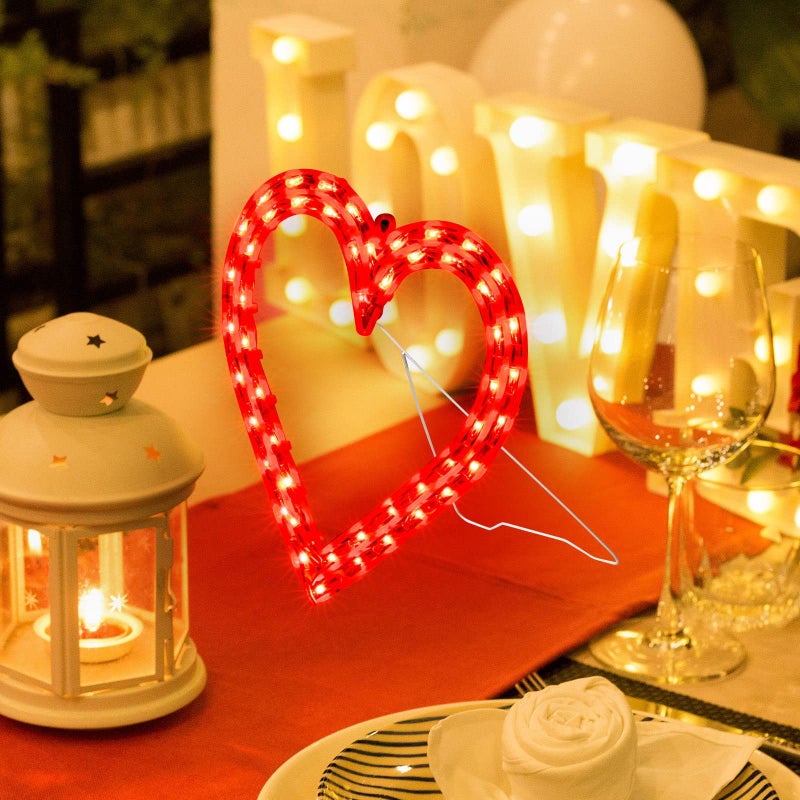 LAMPHOME 12.7" Lighted Red Heart Valentine's Day Window Silhouette Decoration - Image 2
