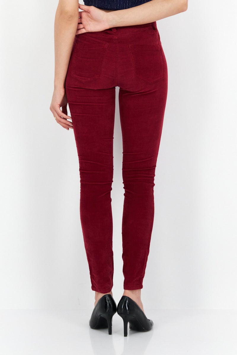Blank NYC Women Skinny Fit High Waist Ribbed Stretchable Denim Jeans, Maroon - Image 3
