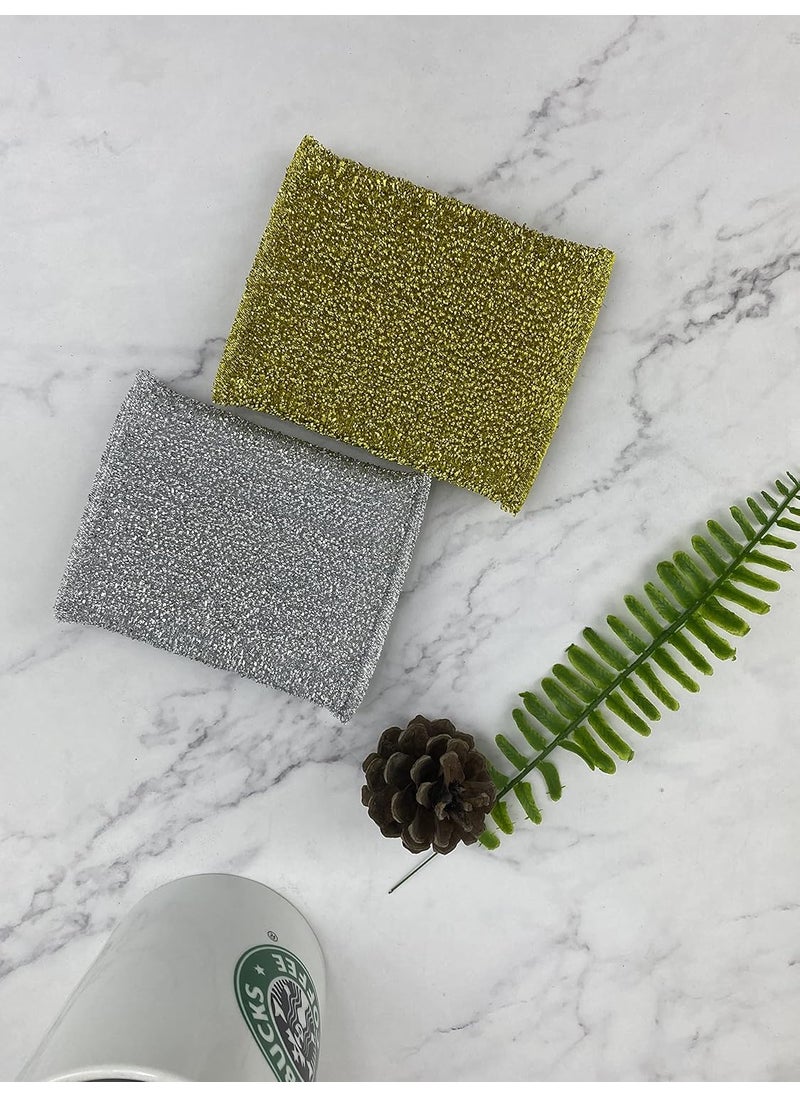 Shuiniba - Non-Scratch Scrub Sponges Pads, Cleaning Scrub Sponge, Dish Wash Sponge, Kitchen Sponge, Multi-Use Heavy Duty Scrub Sponge 6 Packs (Silver) - Image 1