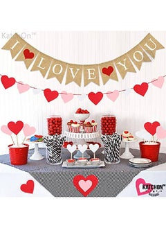 KATCHON I Love You Banner Burlap 10 Feet No Diy | Love Banner For Mantle Valentines Day Decor | I Love You Sign For Romantic Decoration Special Night | I Love You Decorations For Anniversary Birthday  - Image 3