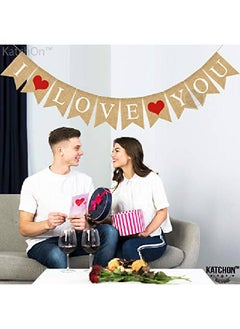 KATCHON I Love You Banner Burlap 10 Feet No Diy | Love Banner For Mantle Valentines Day Decor | I Love You Sign For Romantic Decoration Special Night | I Love You Decorations For Anniversary Birthday  - Image 5