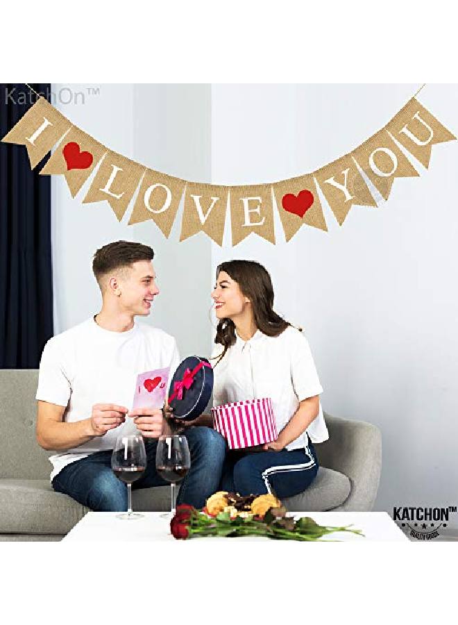 KATCHON I Love You Banner Burlap 10 Feet No Diy | Love Banner For Mantle Valentines Day Decor | I Love You Sign For Romantic Decoration Special Night | I Love You Decorations For Anniversary Birthday  - Image 5