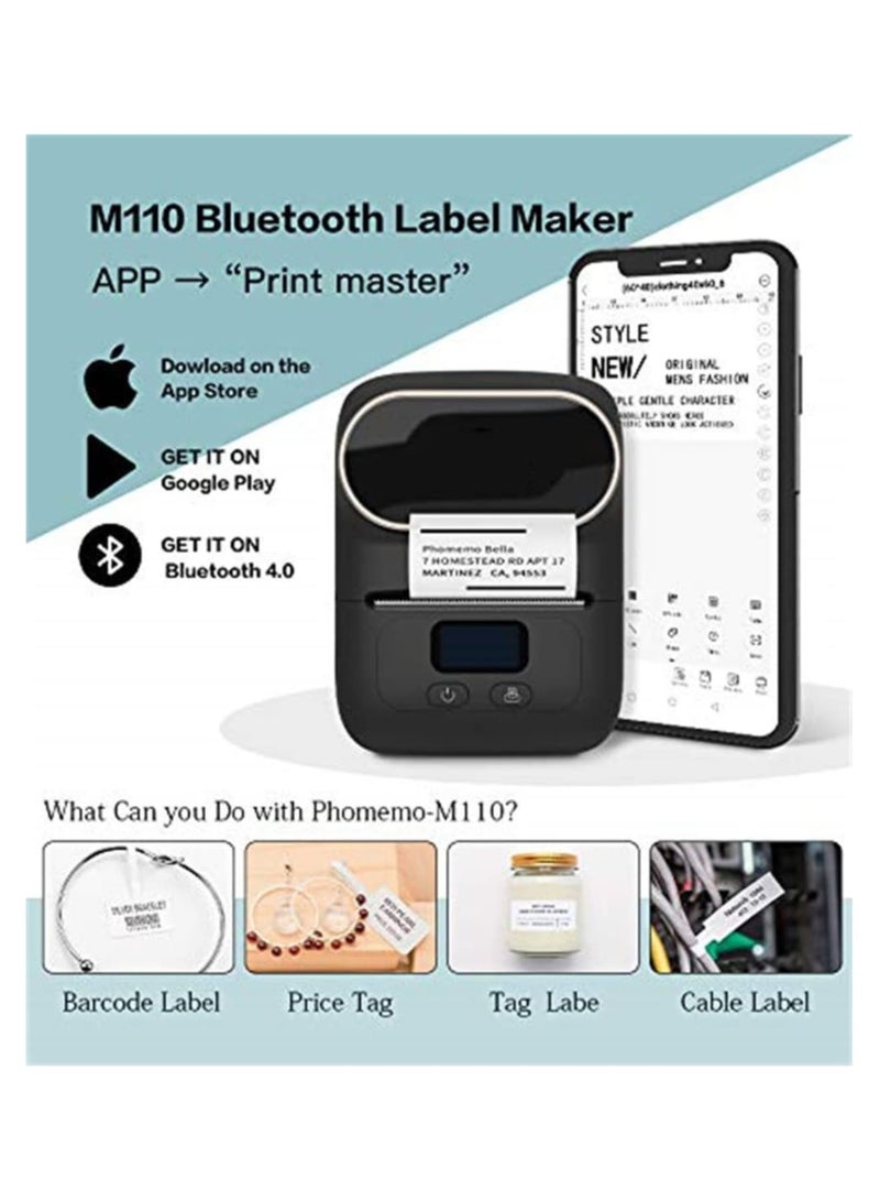 Label Makers, Portable Bluetooth Thermal Label Maker Printer for Barcode, Clothing, Jewelry, Retail, Mailing, Compatible with Android and iOS System, with 1 Pack 40 × 30mm Label (Black) - Image 2
