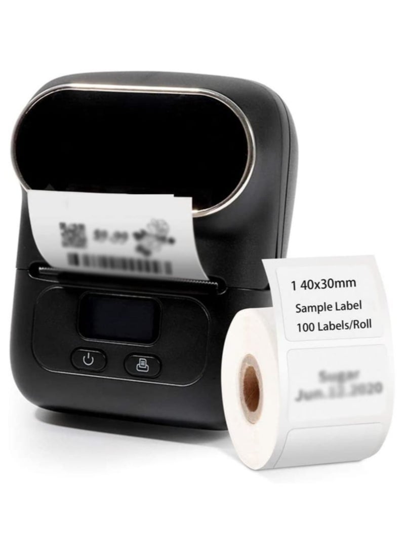 Label Makers, Portable Bluetooth Thermal Label Maker Printer for Barcode, Clothing, Jewelry, Retail, Mailing, Compatible with Android and iOS System, with 1 Pack 40 × 30mm Label (Black) - Image 1