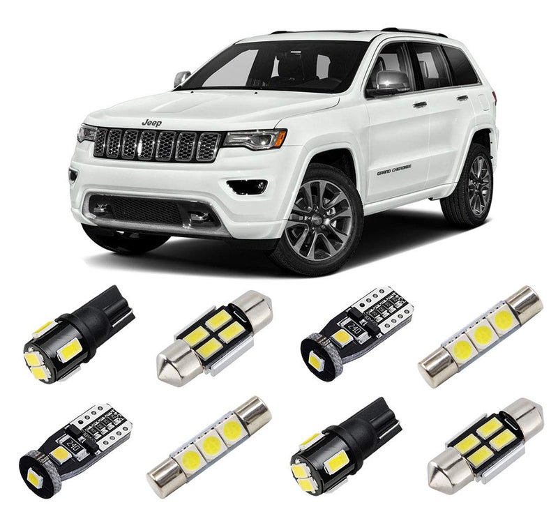 BRISHINE White Interior LED Lights Kit for Jeep Grand Cherokee 2011 2012 2013 2014 2015 2016 2017 2018 2019 2020 Super Bright 6000K LED Light Bulbs Package License Plate Lights and Install Tool
