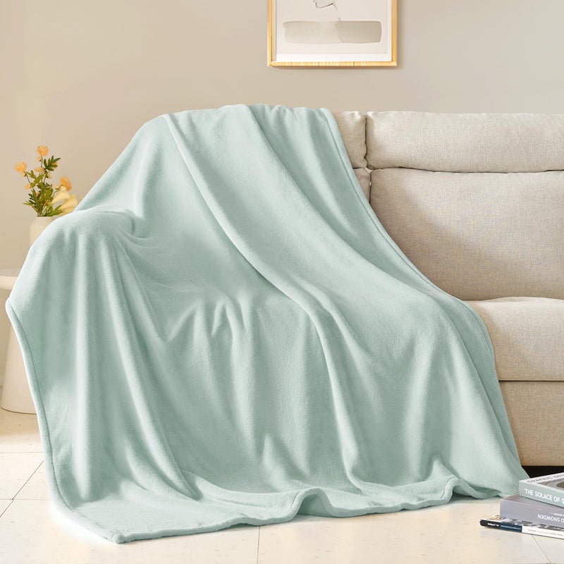 BEAUTEX Fleece Blanket King Size Super Soft Flannel Throw Blanket Lightweight Fuzzy Plush Blanket for Couch Sofa or Bed All Seasons (Mint  108"" x 90"") - Image 1