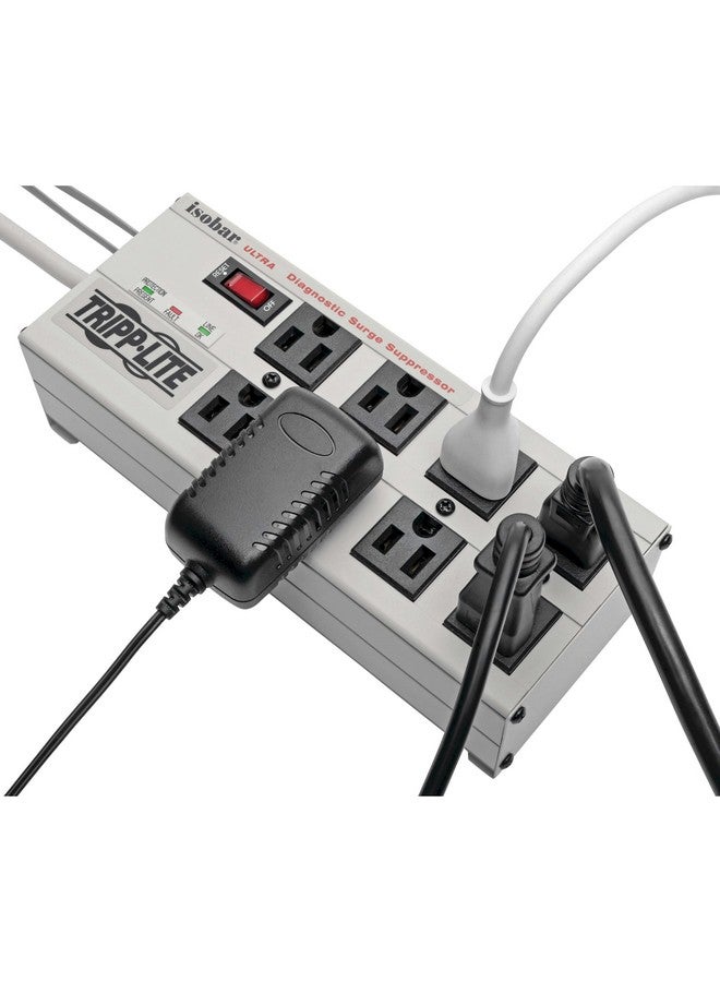 Tripp Lite Tripp Lite ISOBAR8ULTRA Isobar 8 Outlet Surge Protector Power Strip, 12ft Cord, Right-Angle Plug, Metal Lifetime Limited Warranty & Dollar 50,000 Insurance White  - Image 2