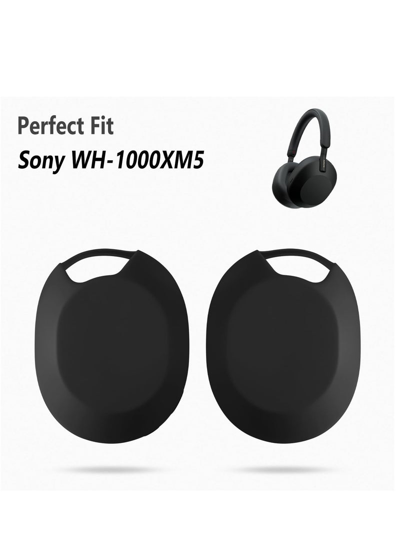 Silicone Earpads For Sony WH-1000XM5 Headphones Replacement Ear Cushions Cover (Black) - Image 2
