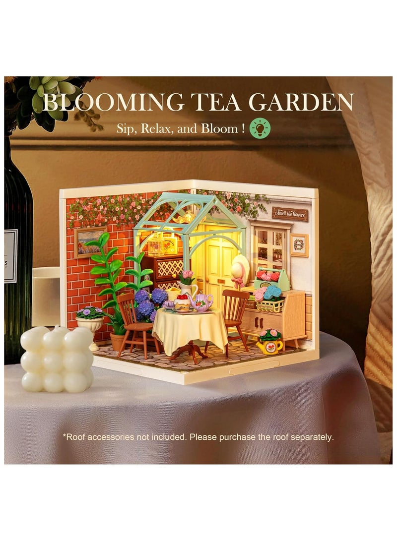 Robotime Rolife Blooming Tea Garden DIY Plastic Miniature House DW013B Premium 3D Puzzle Building Kits for Adults & Teens - Decorative Home Décor, Ramadan & Holiday Gift (Eid and Birthday) for Puzzle Enthusiasts, Stress Relief STEM Project - Image 4