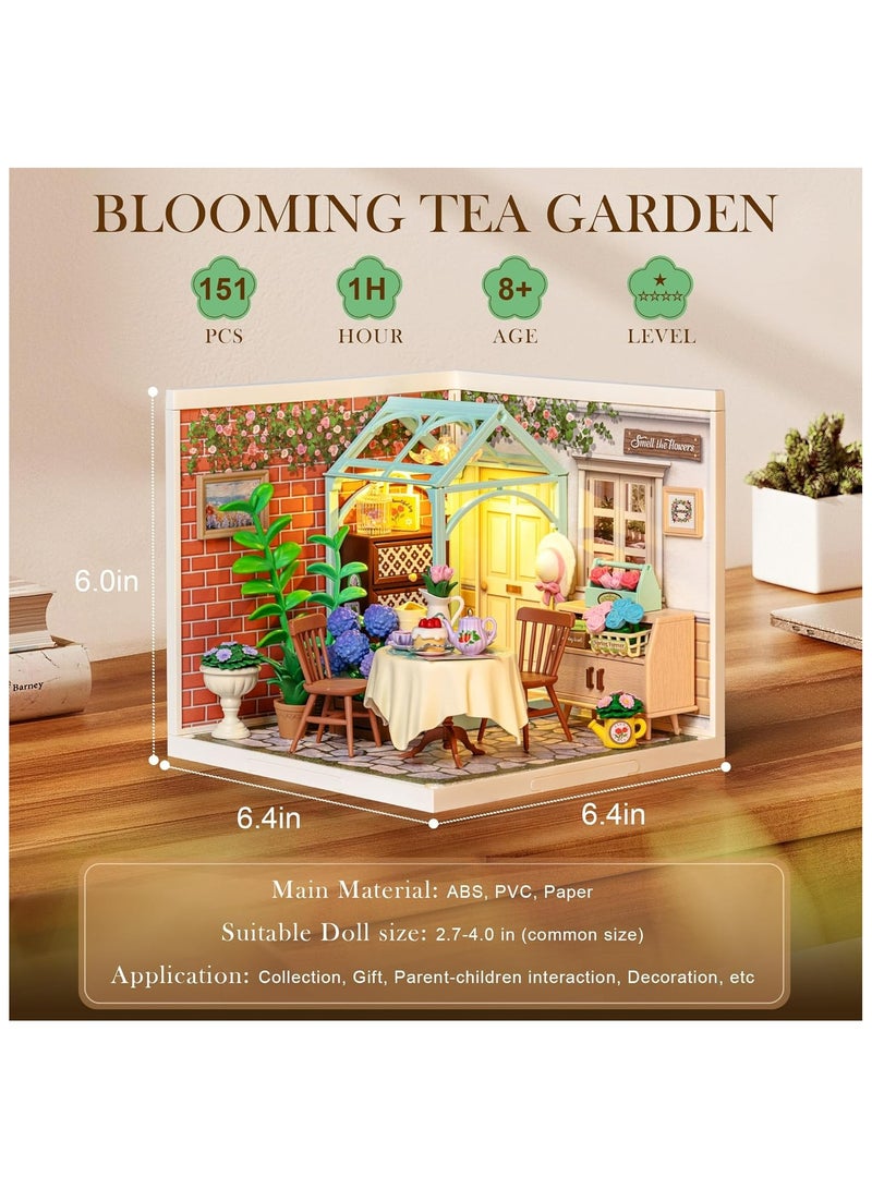 Robotime Rolife Blooming Tea Garden DIY Plastic Miniature House DW013B Premium 3D Puzzle Building Kits for Adults & Teens - Decorative Home Décor, Ramadan & Holiday Gift (Eid and Birthday) for Puzzle Enthusiasts, Stress Relief STEM Project - Image 2