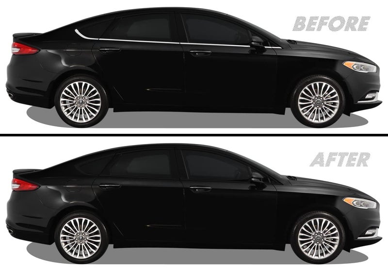 SlickMod Chrome Delete Blackout Vinyl Overlay for 2013-2020 Ford Fusion Hybrid S SE Window Trim (Gloss Black) - Image 3