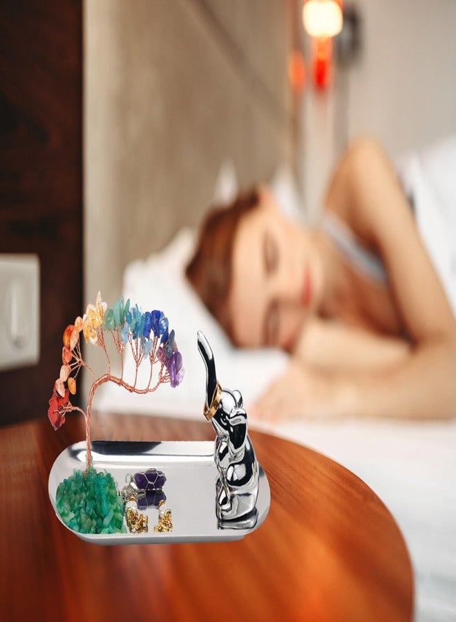 Carselage Elephant Ring Holder for Jewelry, Elephant Gifts for Women, Chakra Crystal Tree Ring Dish Earrings Box Organizer Trinket Tray, Living Room Bathroom Home Decoration, Mothers Day Mom Gifts - Image 2