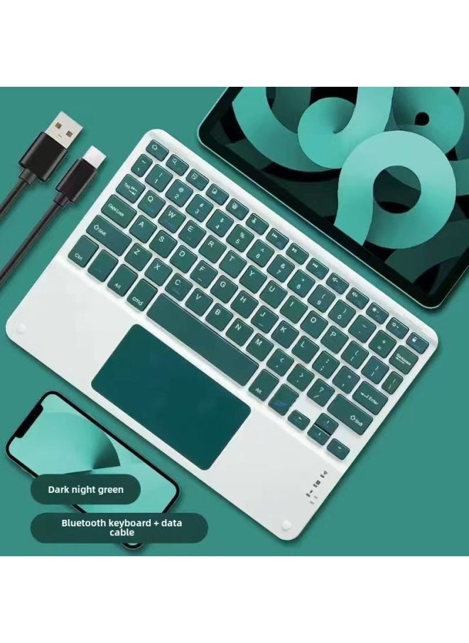 Generic 10 Inch Bluetooth Keyboard For Ipad Keyboard And Mouse Suit Apple Android Phone Universal Tablet Bluetooth Keyboard-Color:Night Green Touch Keyboard (10 Inches)  - Image 1