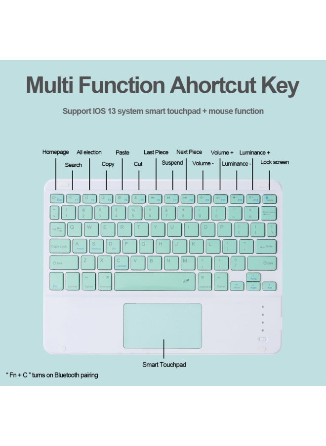 Generic 10 Inch Bluetooth Keyboard For Ipad Keyboard And Mouse Suit Apple Android Phone Universal Tablet Bluetooth Keyboard-Color:Night Green Touch Keyboard (10 Inches)  - Image 4