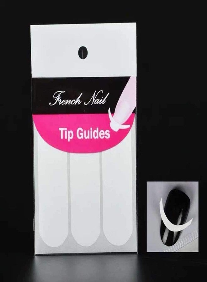 GOUDOGEDC 5 Sheets 240Pcs White French Manicure Nail Art Stickers Strips, Guide Stickers Moon Shape Design Self-Adhesive Nail Sticker Tips for Manicure Decoration DIY Tools Decals, Nail Stamp - Image 4
