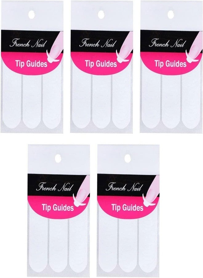 GOUDOGEDC 5 Sheets 240Pcs White French Manicure Nail Art Stickers Strips, Guide Stickers Moon Shape Design Self-Adhesive Nail Sticker Tips for Manicure Decoration DIY Tools Decals, Nail Stamp - Image 1