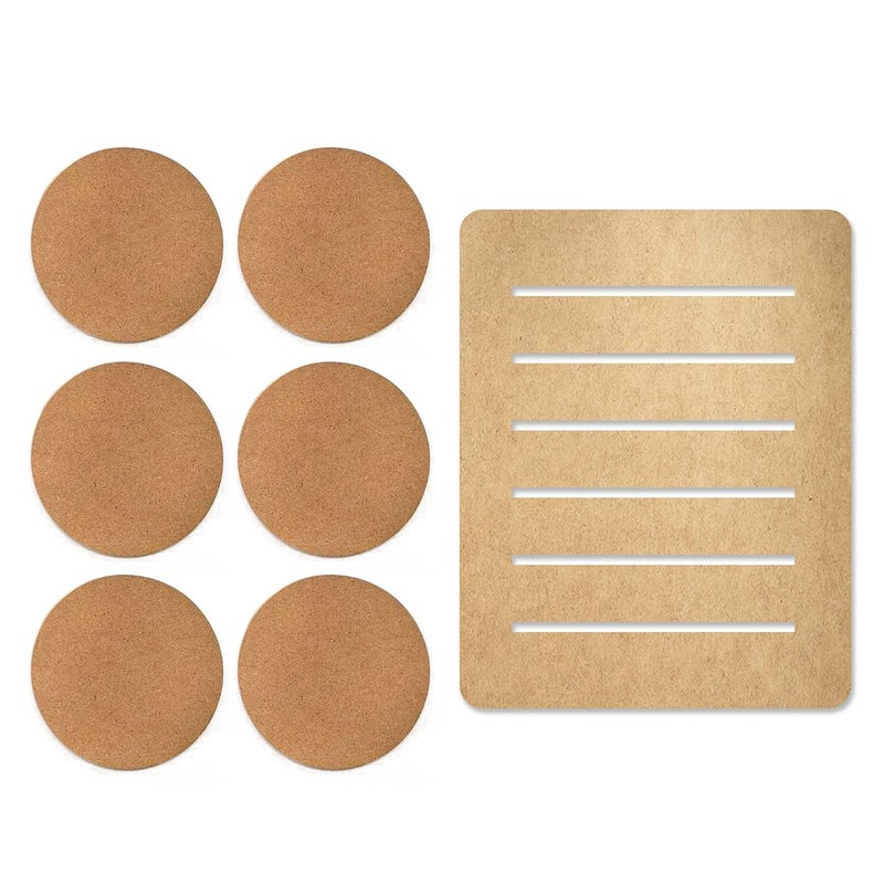 SWAGSTATION MDF Coasters with Stand Cutouts for Art and Craft with Smooth Surface MDF Board Suitable for DecoupageResin ArtPyrographyMandala ArtMDF Board Painting Kit6 Pcs Round Coasters