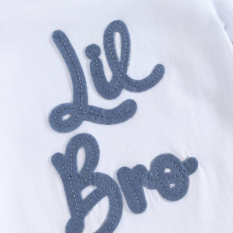 Bonangber Little Brother Newborn Outfit Letter Short Sleeve Romper Little Brother Shirt Casual Shorts Set Coming Home Outfit(A-White Lil Bro,0-3 Months) - Image 3