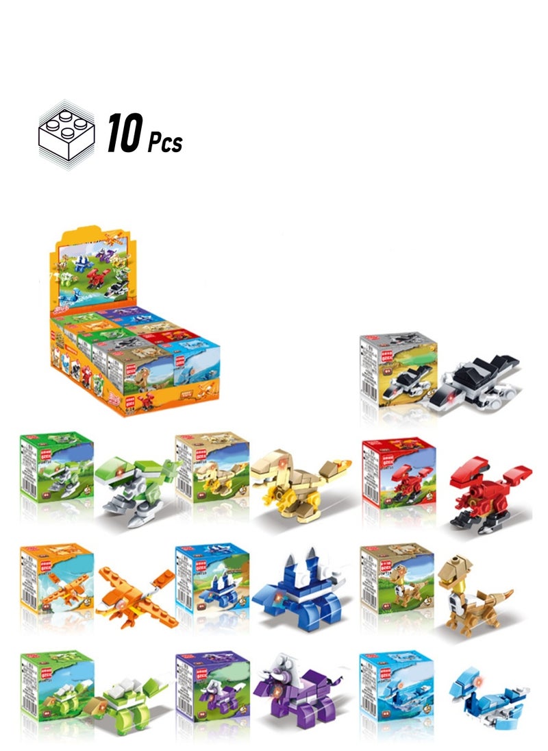 Children's Educational Small Particle Assembly Building Block Collection Set Toy(Dinosaur 10 Small Boxes)  - Image 1