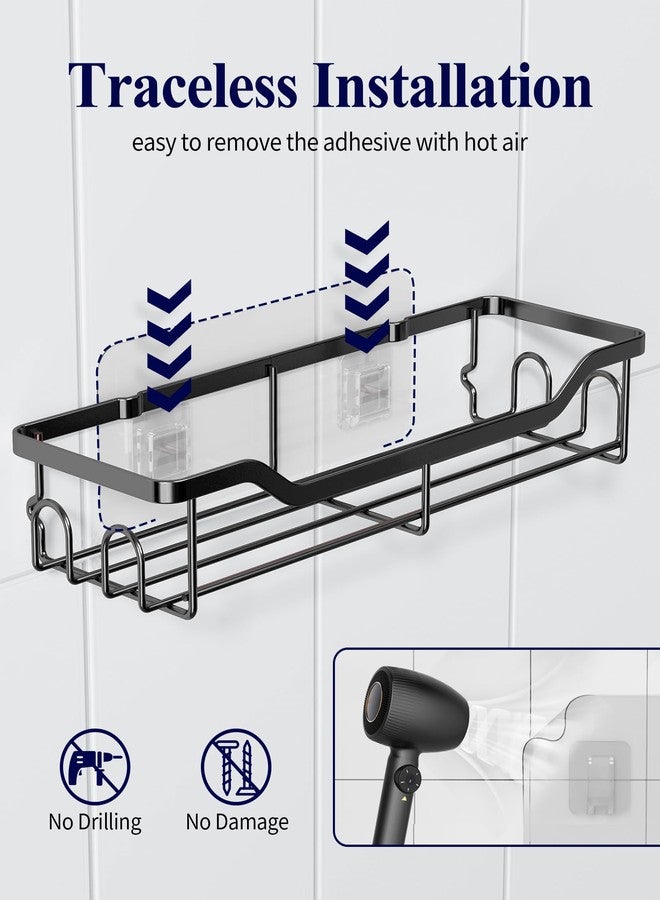 Kitsure حامل دش كيتسور كبير - منظم دش لاصق، رف من الفولاذ المقاوم للصدأ داخل الدش، منظمات وتخزين حمام بدون حفر، ملحقات ديكور منزلي، عبوة 2، أسود - Image 5