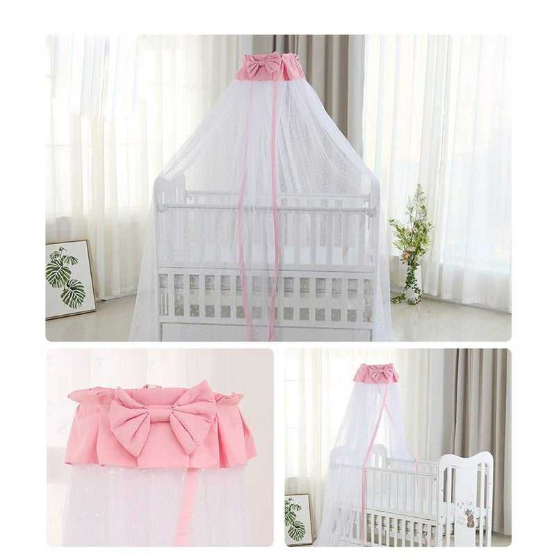 CdyBox Breathable Crib Netting Bed Curtains Canopy for Kids Mosquito Net Bedroom Decor Pink Mosquito net - Image 5
