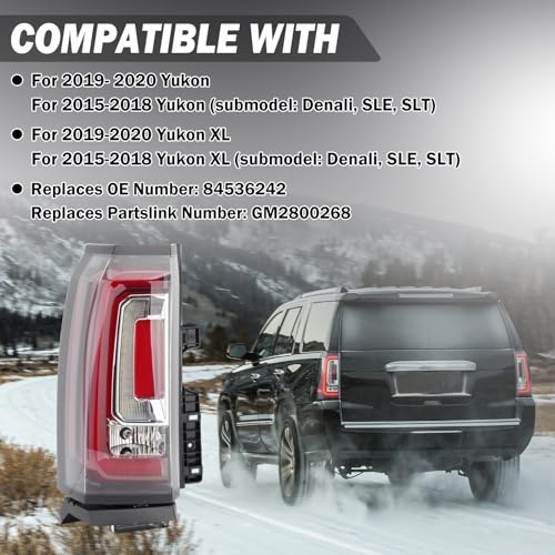 Clidr Tail Light Assembly for 2015 2016 2017 2018 2019 2020 GMC Yukon/Yukon XL Driver Side - Image 2