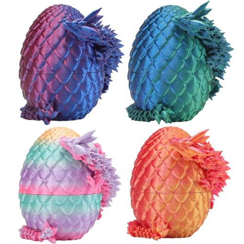Rapean 3D Printed Dragon Eggs with Dragon Inside – Fantasy Tabletop Decor, 3D Printing Toys for Kids & Adults – Unique Desktop Decoration & Collectible – Christmas Ornament & Stocking Stuffers (4 Pack) - Image 1