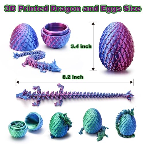Rapean 3D Printed Dragon Eggs with Dragon Inside – Fantasy Tabletop Decor, 3D Printing Toys for Kids & Adults – Unique Desktop Decoration & Collectible – Christmas Ornament & Stocking Stuffers (4 Pack) - Image 3