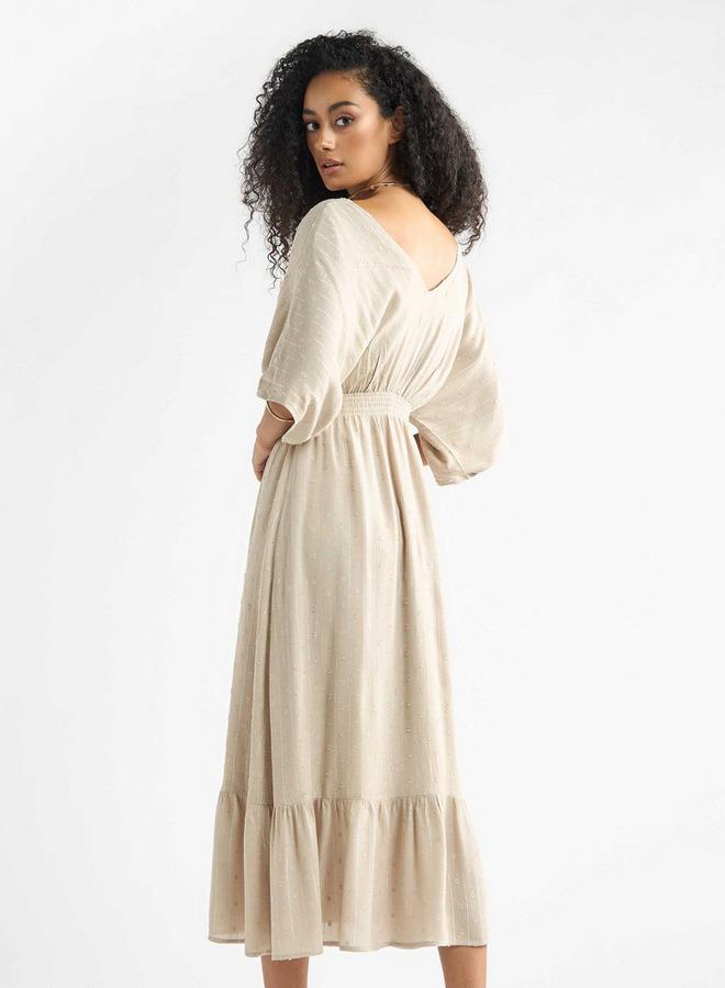 Splash FAV Neutral V-Neck Dress - Image 3