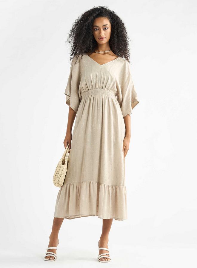 Splash FAV Neutral V-Neck Dress - Image 2