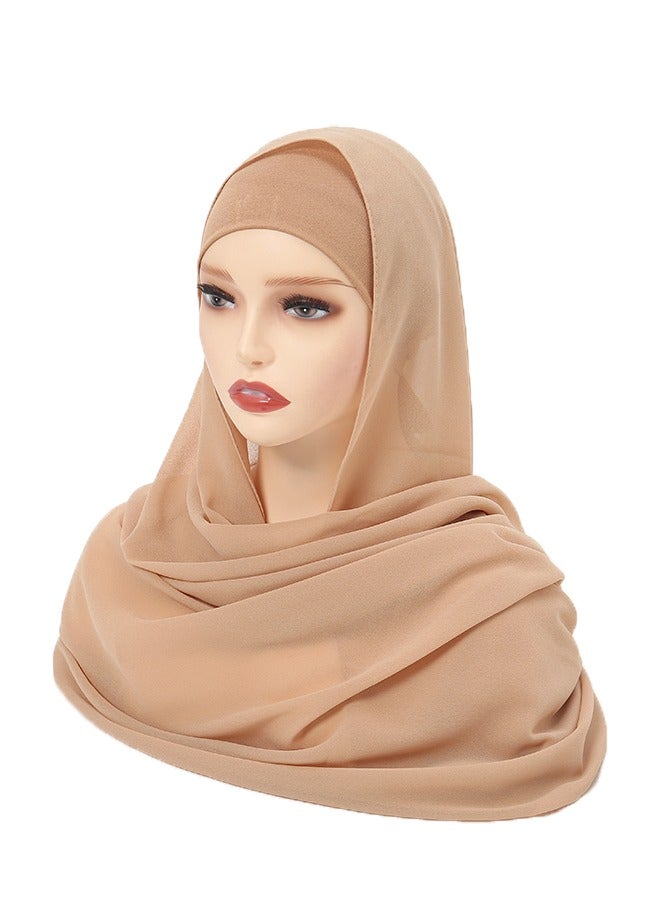 2pcs/Set Hijab Scarf with Undercap Women Prayer Hijab Essential Instant Scarf - Image 3
