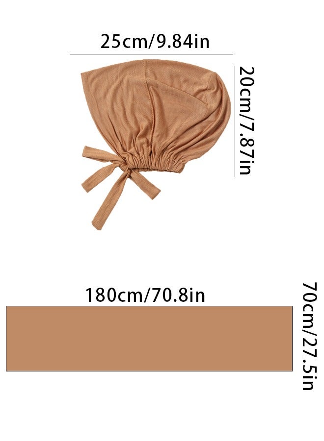 2pcs/Set Hijab Scarf with Undercap Women Prayer Hijab Essential Instant Scarf - Image 5