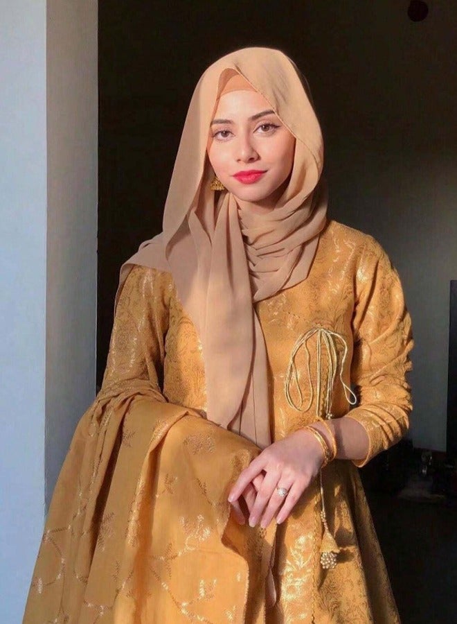 2pcs/Set Hijab Scarf with Undercap Women Prayer Hijab Essential Instant Scarf - Image 1