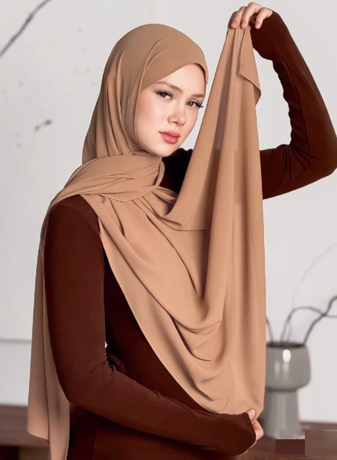 2pcs / مجموعة الشيفون الحجاب الوشال مع Undercap النساء الصلاة الحجاب الوشال الأساسي - Image 1