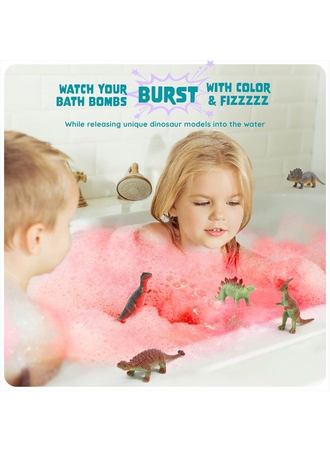 Dan&Darci قنابل استحمام بيض الديناصور مع مفاجأة داخلها للأطفال - 6 عبوات - تشمل ديناصور في كل قنبلة فوار + بطاقات تعليمية - قنابل استحمام للأطفال في عيد الفصح مع ألعاب داخلها - هدايا علمية رائعة - فقاعات للأطفال - Image 2