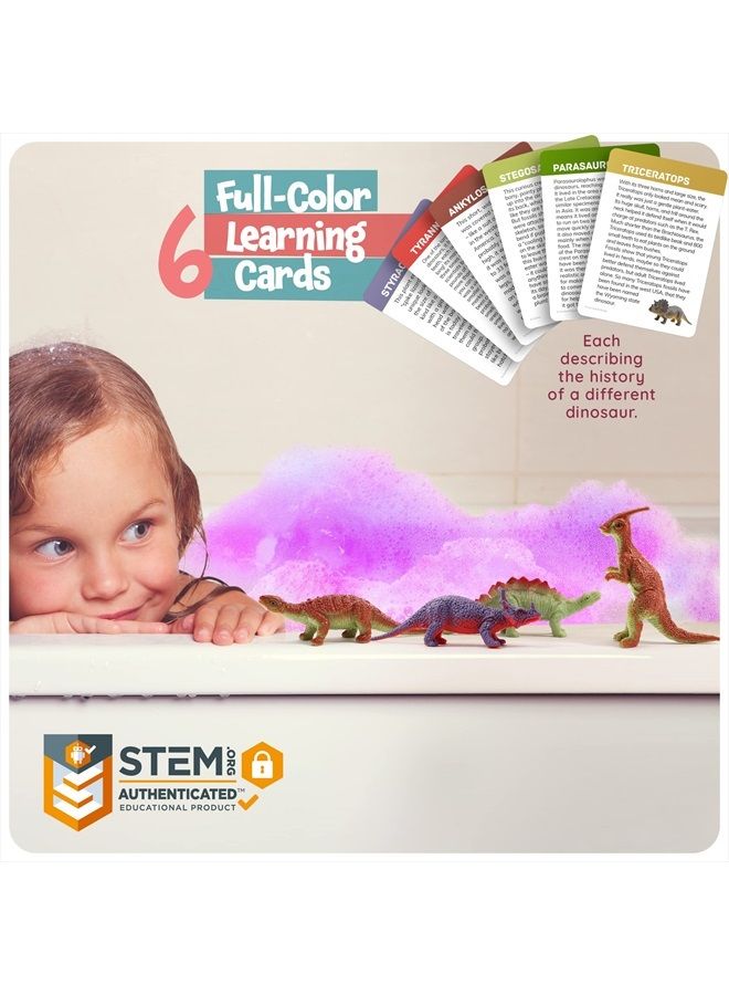 Dan&Darci قنابل استحمام بيض الديناصور مع مفاجأة داخلها للأطفال - 6 عبوات - تشمل ديناصور في كل قنبلة فوار + بطاقات تعليمية - قنابل استحمام للأطفال في عيد الفصح مع ألعاب داخلها - هدايا علمية رائعة - فقاعات للأطفال - Image 4