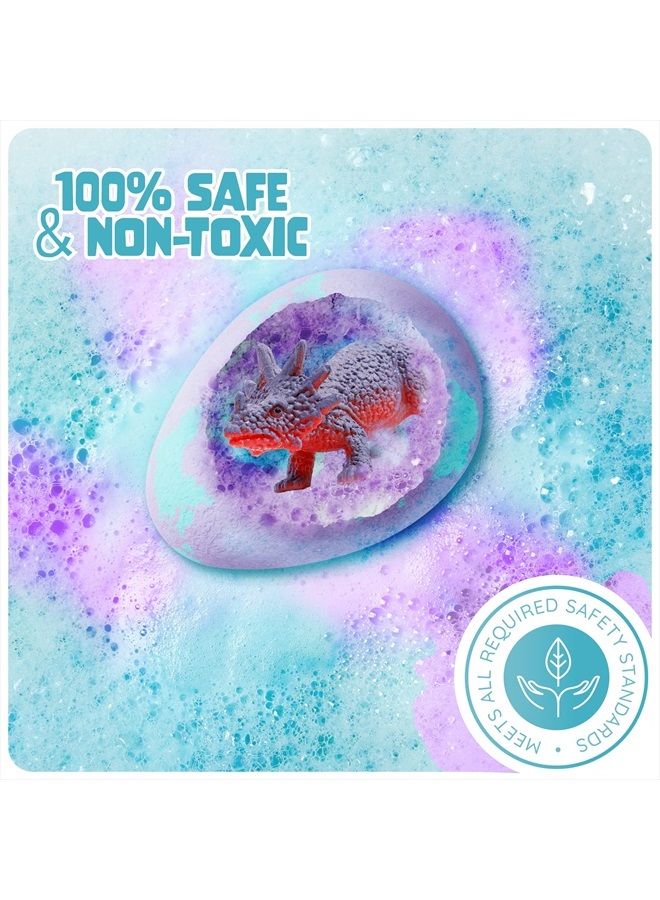 Dan&Darci قنابل استحمام بيض الديناصور مع مفاجأة داخلها للأطفال - 6 عبوات - تشمل ديناصور في كل قنبلة فوار + بطاقات تعليمية - قنابل استحمام للأطفال في عيد الفصح مع ألعاب داخلها - هدايا علمية رائعة - فقاعات للأطفال - Image 5