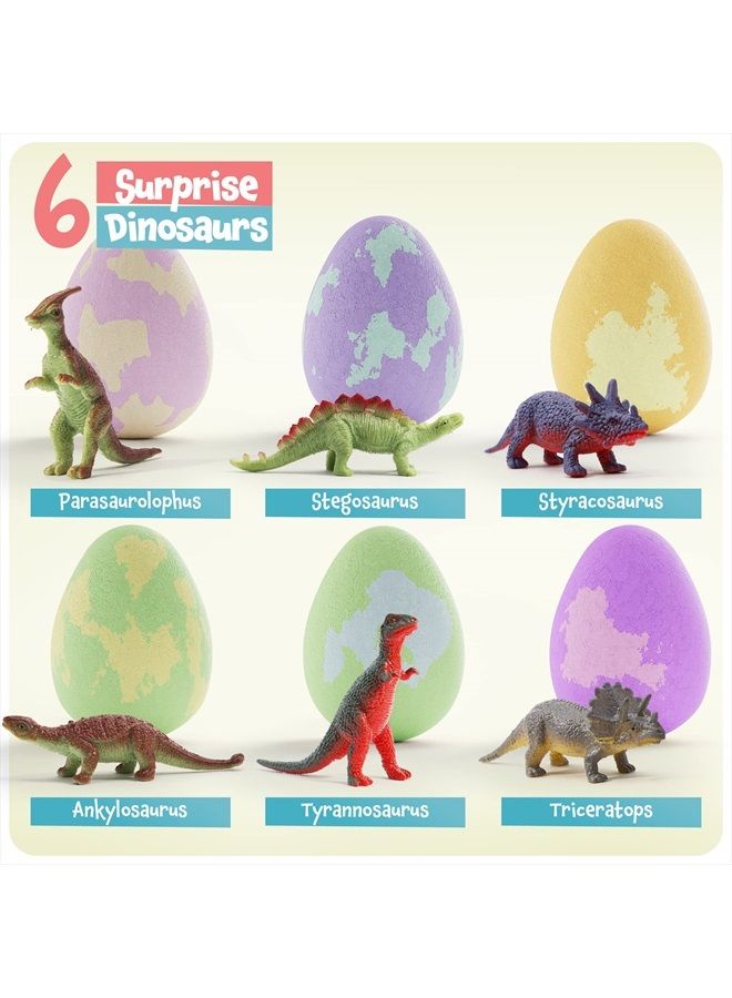 Dan&Darci قنابل استحمام بيض الديناصور مع مفاجأة داخلها للأطفال - 6 عبوات - تشمل ديناصور في كل قنبلة فوار + بطاقات تعليمية - قنابل استحمام للأطفال في عيد الفصح مع ألعاب داخلها - هدايا علمية رائعة - فقاعات للأطفال - Image 3