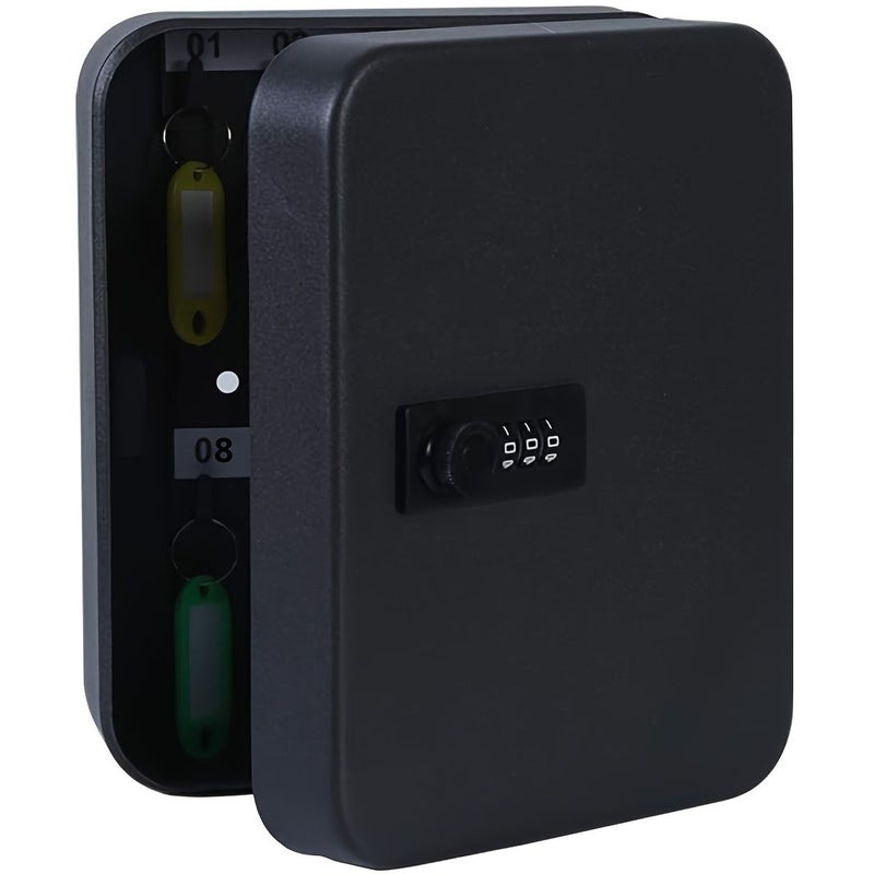Black Key Box 20 Keys Wall Mounted Pin Code Dial Type Lock Pouch Key Management For Office Home With Keychain - Image 1