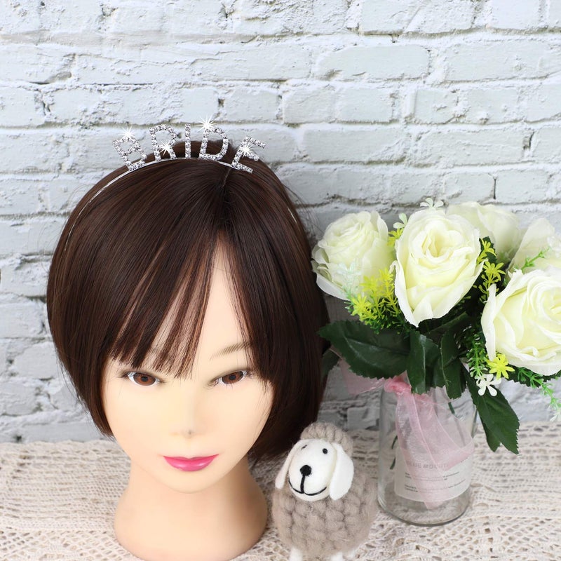 AUEAR, Rhinestone Bride Headband Elegant Bride Crown Bachelorette Party Headbands (Silver) - Image 3