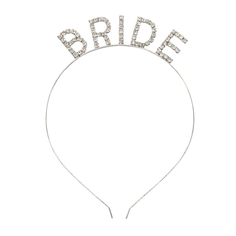 AUEAR, Rhinestone Bride Headband Elegant Bride Crown Bachelorette Party Headbands (Silver) - Image 1