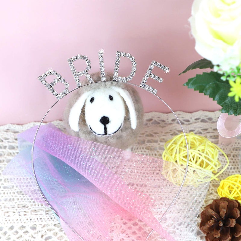 AUEAR, Rhinestone Bride Headband Elegant Bride Crown Bachelorette Party Headbands (Silver) - Image 2