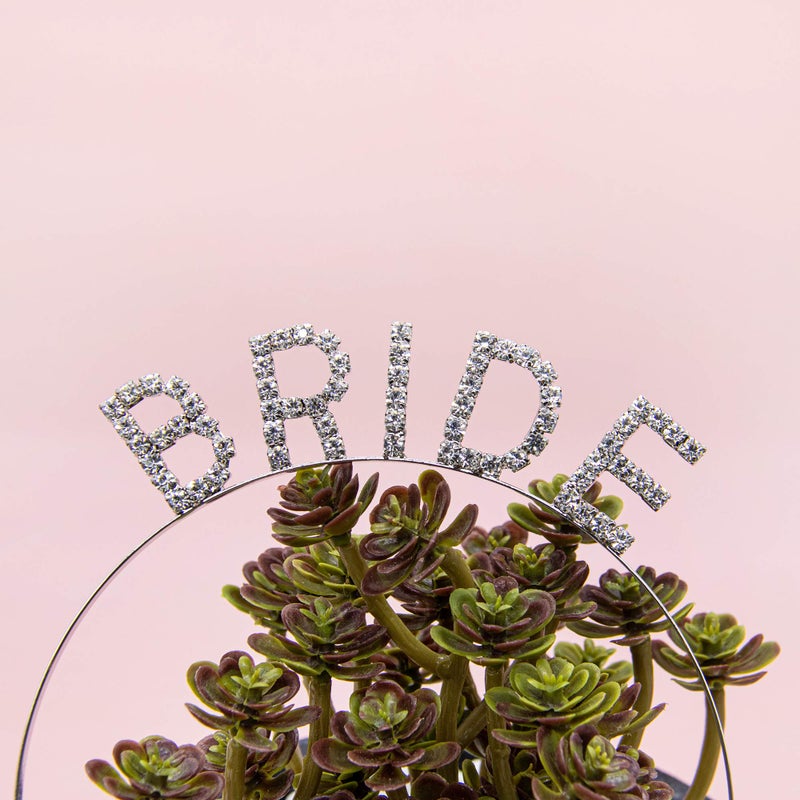 AUEAR, Rhinestone Bride Headband Elegant Bride Crown Bachelorette Party Headbands (Silver) - Image 4