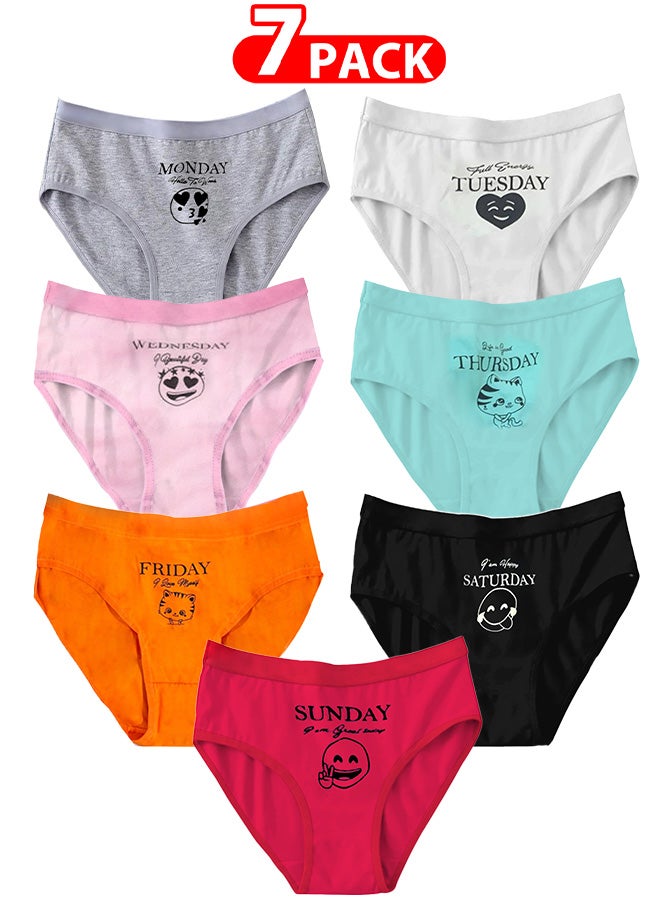 MARGOUN 7 Pack Women's Large Size Underwear Women's Cotton Bikini Brief Underwear Comfortable Brief Breathable Panty Days of the Week Underwear/L (hip 42''-43.5'') - Image 1